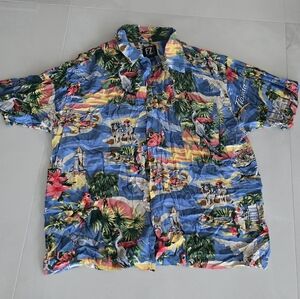 Franzio Vibrant Florida-Themed Rayon Hawaiian-Style Shirt - Multicolor - XL